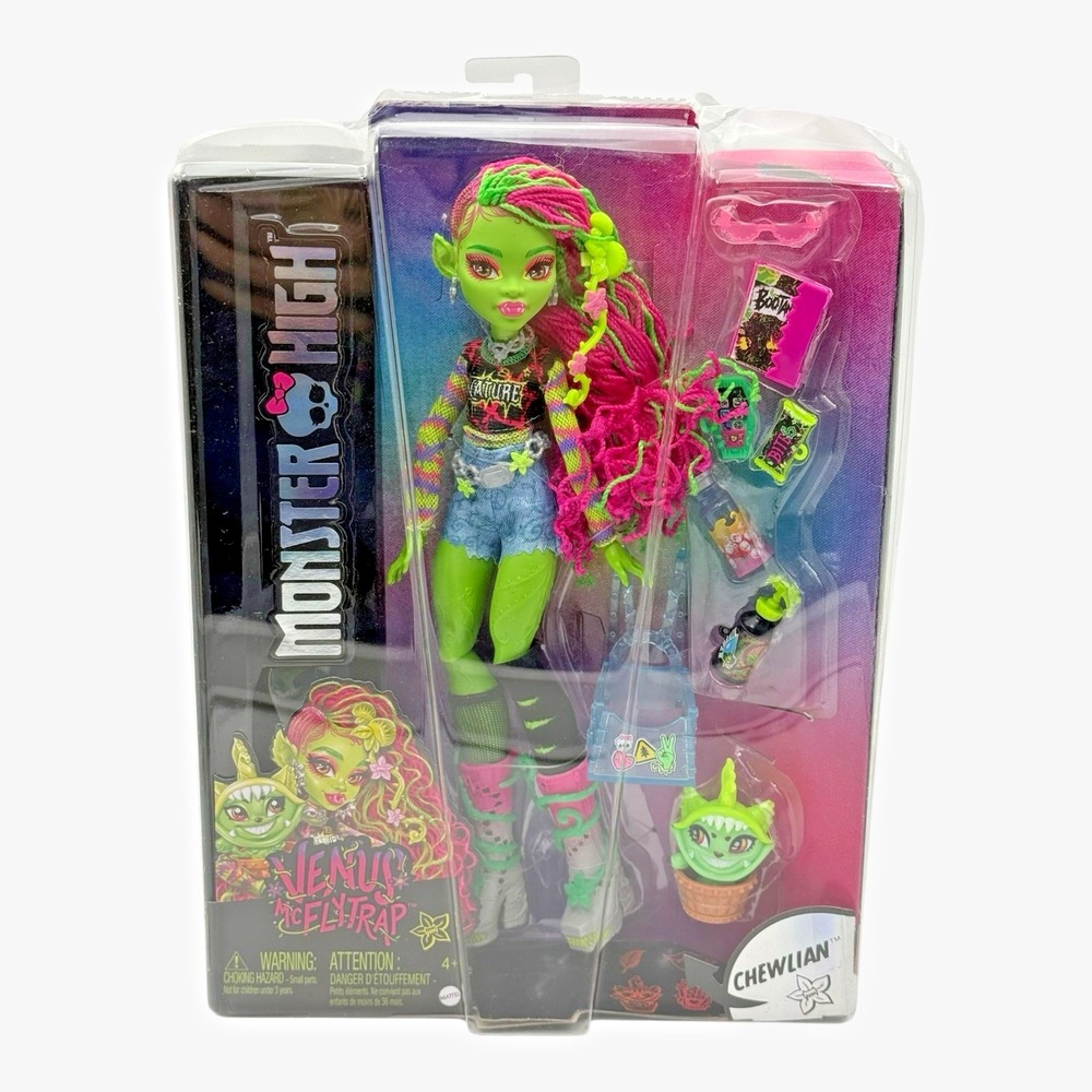 Monster High Venus McFlytrap Doll Chewlian Pet Mattel 2023 NIB Damaged Box